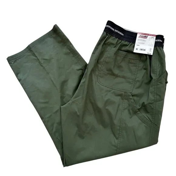 NWT Genuine Dickies Pull-On Cargo Pants Scrubs Army Green Women's Size XXL - Picture 1 of 12